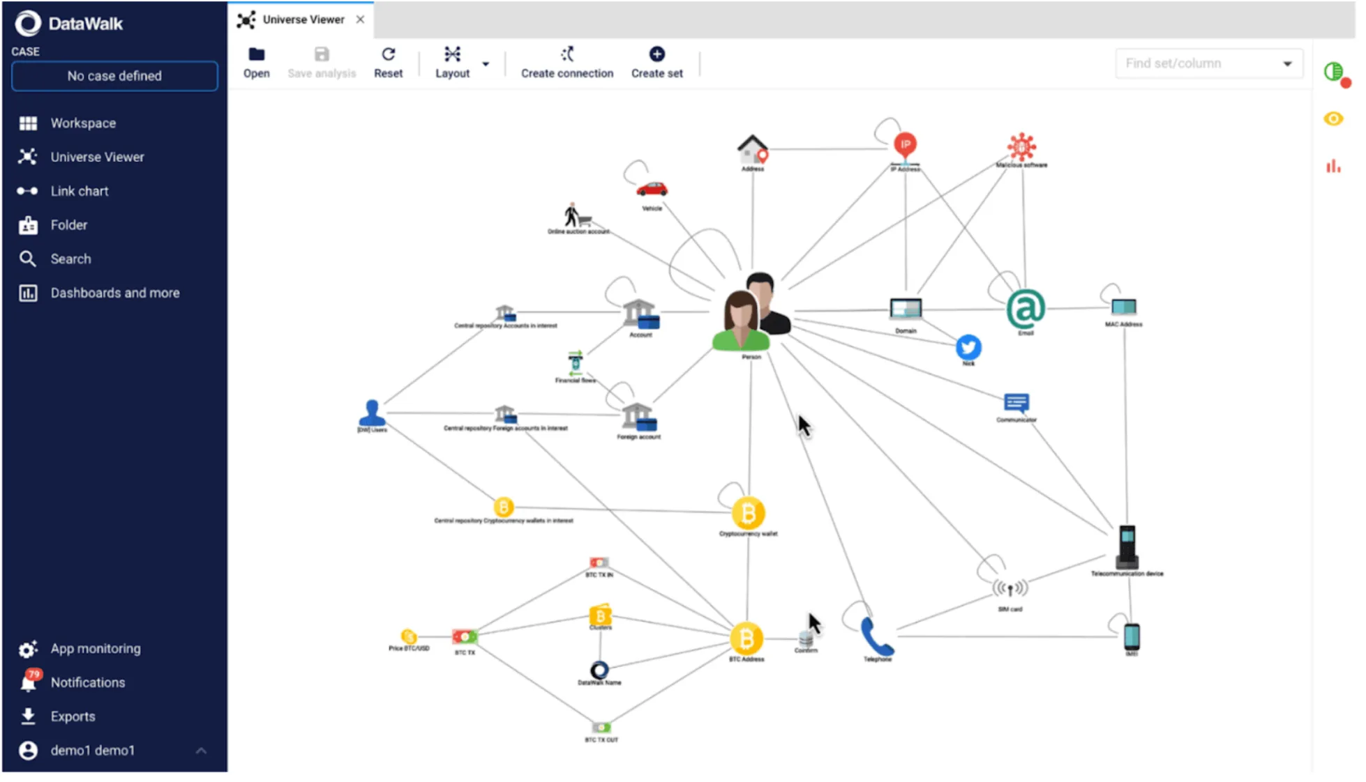 DataWalk's Universe Viewer — the visual representation of your ontology and knowledge graph